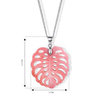 Pink Conch Shell Leaf Carving Pendant with Chain (Size 18) in Rhodium Overlay Sterling Silver_4497032_5