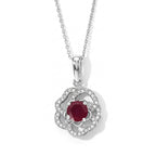 African Ruby,  White Zircon Pendant with Chain (Size 20) in Rhodium Overlay Sterling Silver 0.44 ct  1.690  Ct._4497184