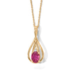 D'Joy - Premium African Ruby & White Zircon Drop Pendant with Chain (Size 20) in Yellow Gold Plated Sterling Silver 1.24 Ct._4497186
