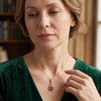 D'Joy - Premium African Ruby & White Zircon Drop Pendant with Chain (Size 20) in Yellow Gold Plated Sterling Silver 1.24 Ct._4497186_1