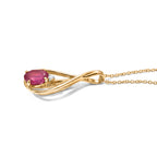 D'Joy - Premium African Ruby & White Zircon Drop Pendant with Chain (Size 20) in Yellow Gold Plated Sterling Silver 1.24 Ct._4497186_3