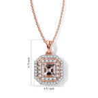 D'Joy - Pink Morganite & Moissanite Halo Pendant with Chain (Size 18) in 18K Vermeil Rose Gold Plated Sterling Silver 1.30 Ct._4497222_4