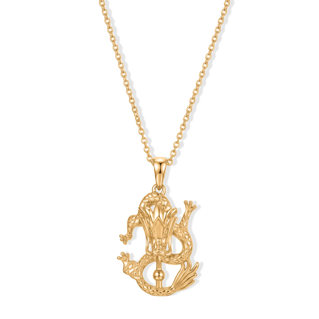 EverTrue Bronzella Collection - Dragon Pendant in Yellow Gold Plated Sterling Silver with Chain (Size 20)_4498243