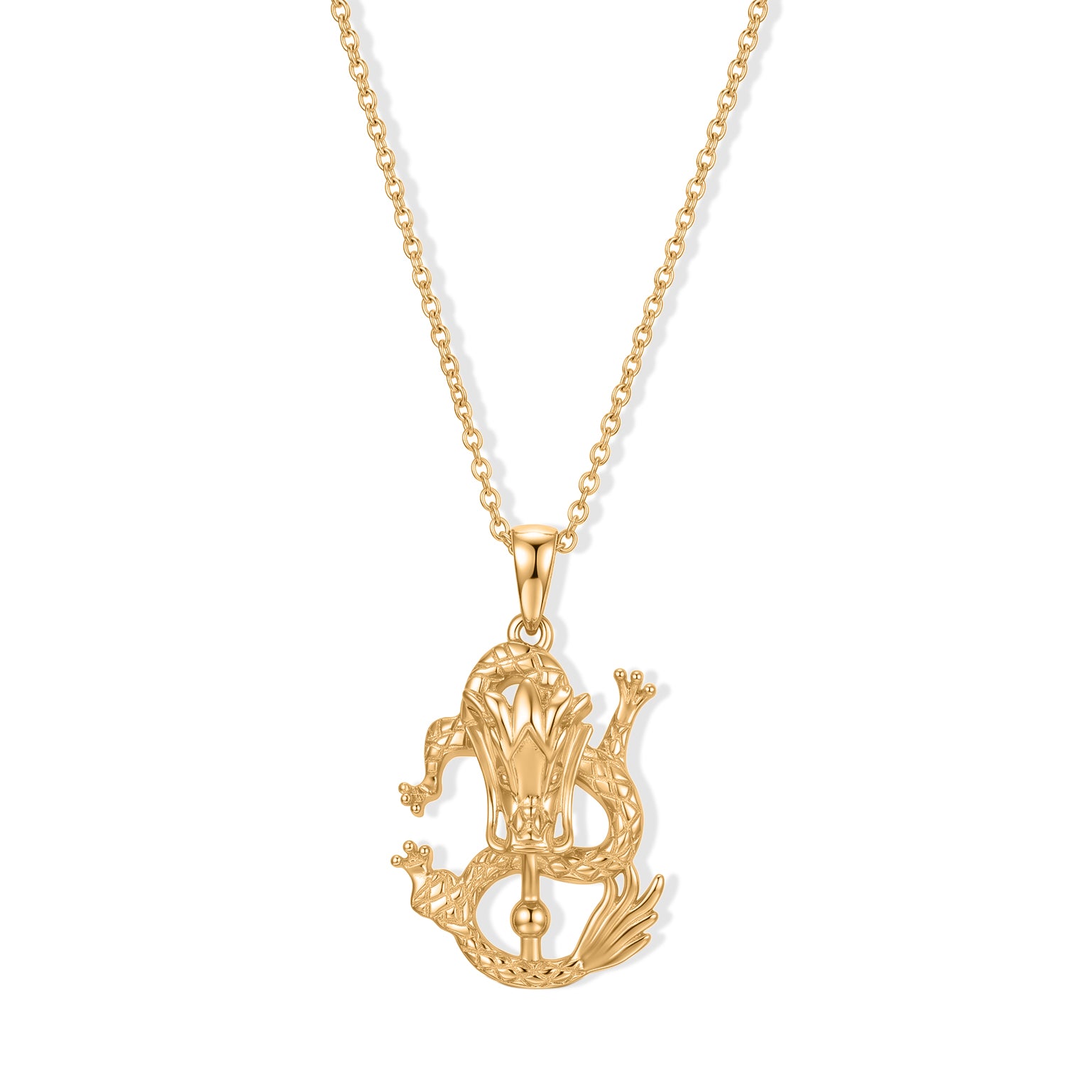 EverTrue Bronzella Collection - Dragon Pendant in Yellow Gold Plated Sterling Silver with Chain (Size 20) 4498243 0