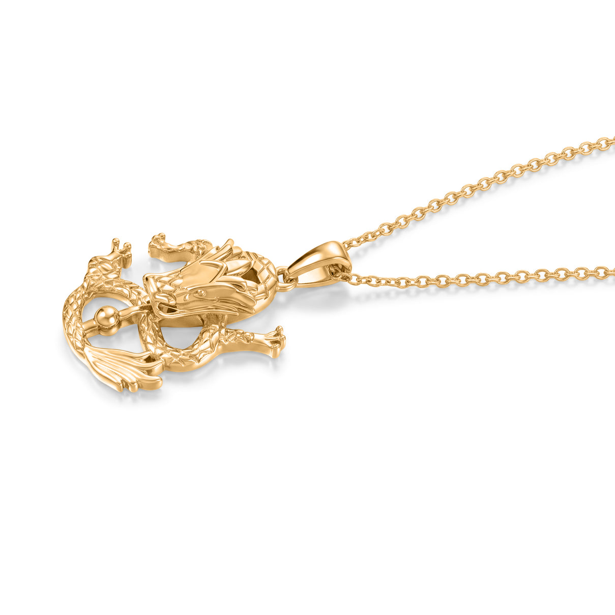 EverTrue Bronzella Collection - Dragon Pendant in Yellow Gold Plated Sterling Silver with Chain (Size 20) 4498243 4