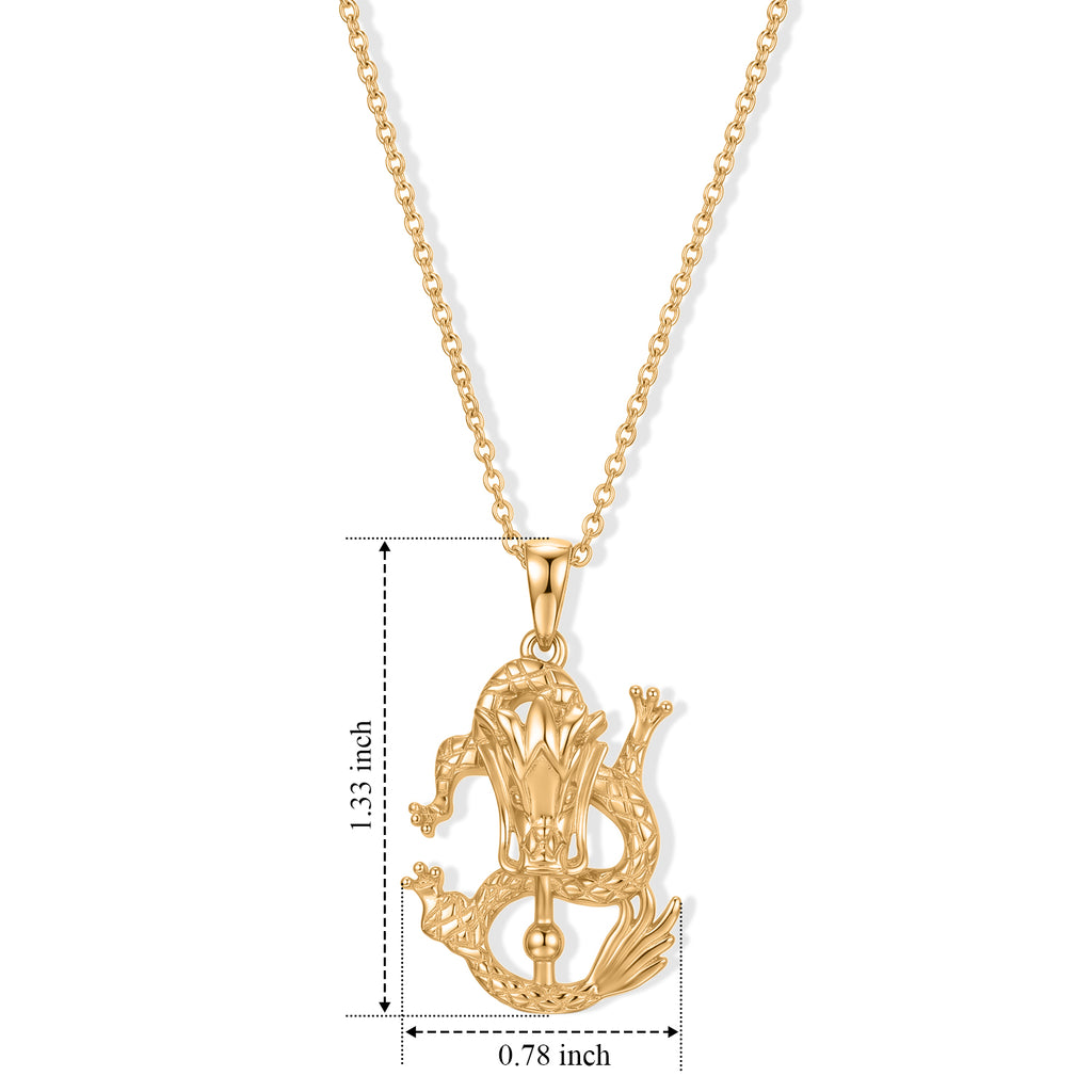 EverTrue Bronzella Collection - Dragon Pendant in Yellow Gold Plated Sterling Silver with Chain (Size 20)_4498243_4