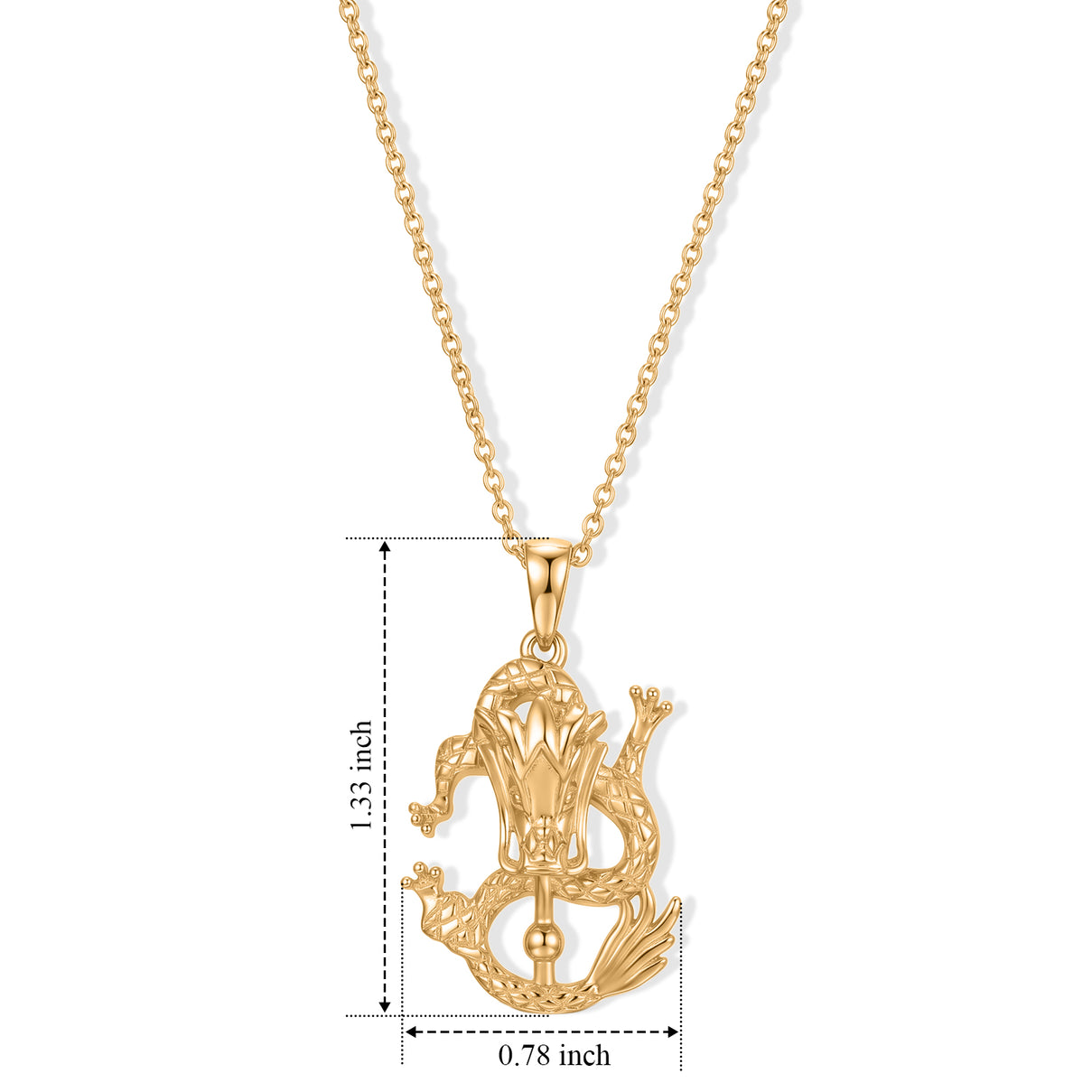 EverTrue Bronzella Collection - Dragon Pendant in Yellow Gold Plated Sterling Silver with Chain (Size 20) 4498243 5