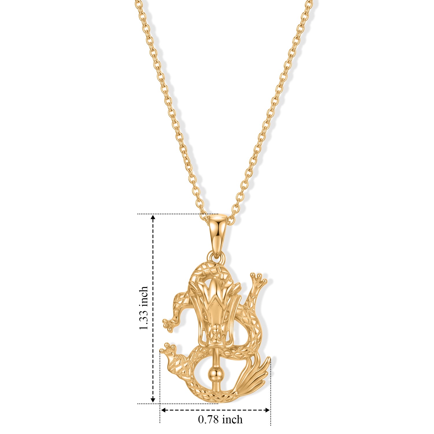 EverTrue Bronzella Collection - Dragon Pendant in Yellow Gold Plated Sterling Silver with Chain (Size 20) 4498243 5
