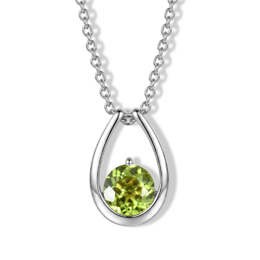 D'Joy - Natural Hebei Peridot Solitaire Pendant in Platinum Overlay Sterling Silver with Chain (Size 20) 1.50 Ct._4498360