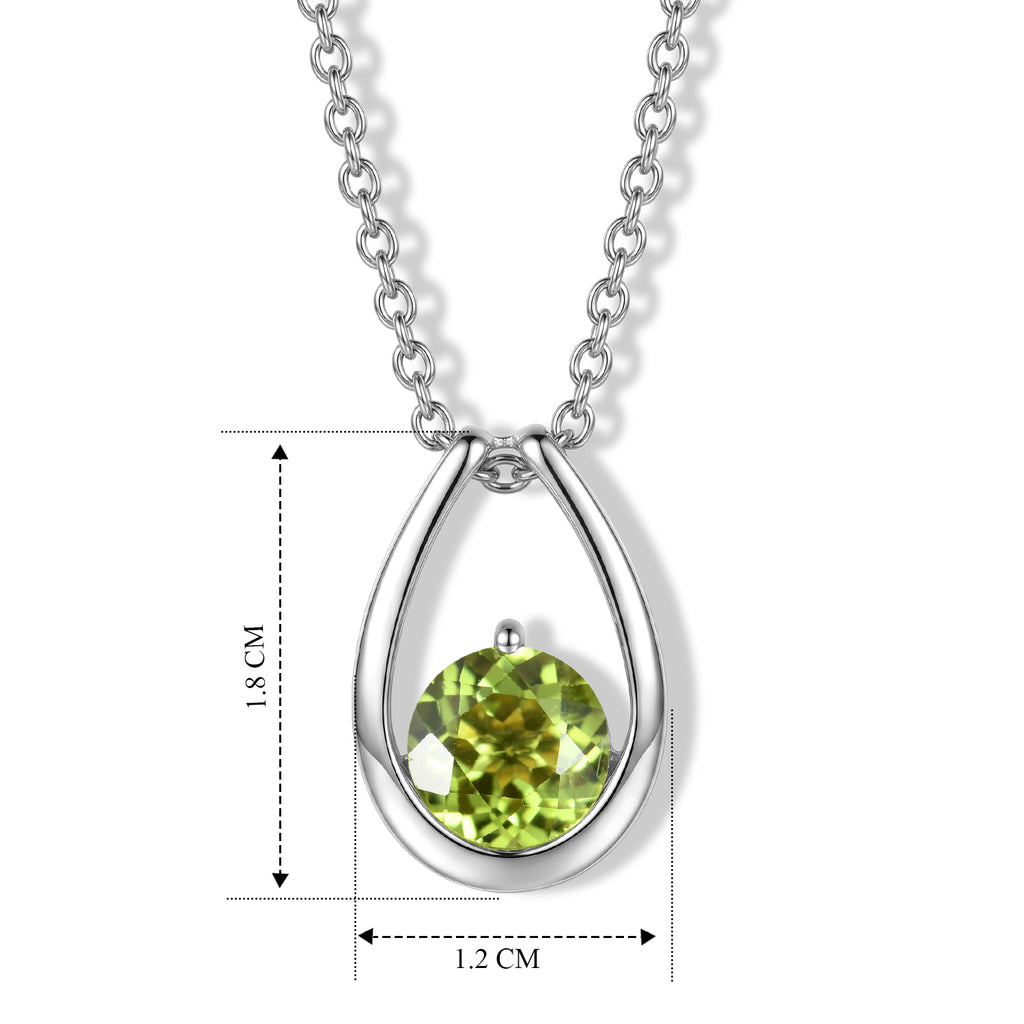 D'Joy - Natural Hebei Peridot Solitaire Pendant in Platinum Overlay Sterling Silver with Chain (Size 20) 1.50 Ct._4498360_4