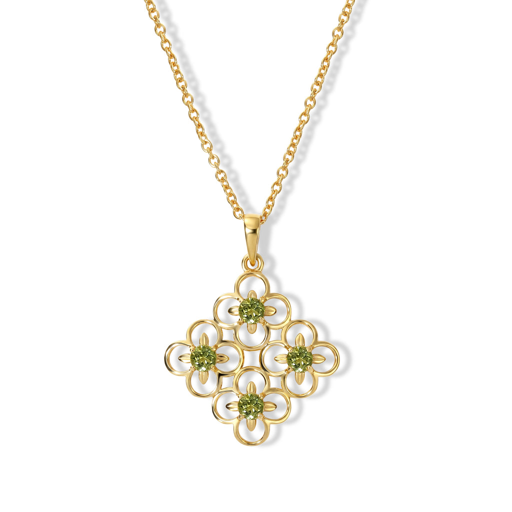 D'Joy - Peridot Pendant in Yellow Gold Plated Sterling Silver with Chain (Size 20)_4498368