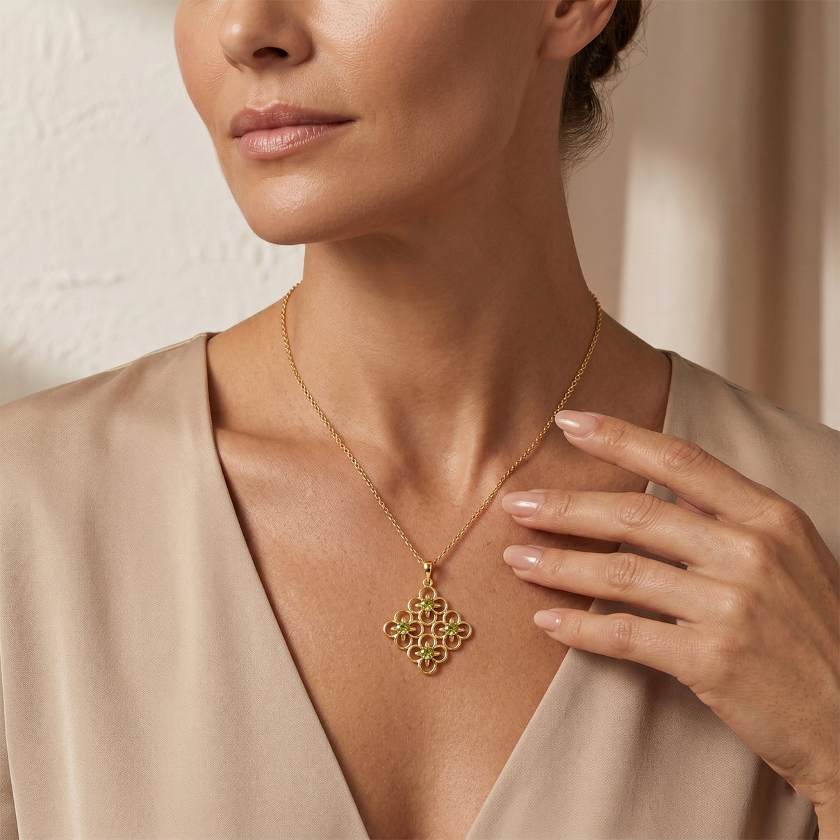 D'Joy - Natural Hebei Peridot Pendant in Yellow Gold Plated Sterling Silver with Chain (Size 20) 4498368 1