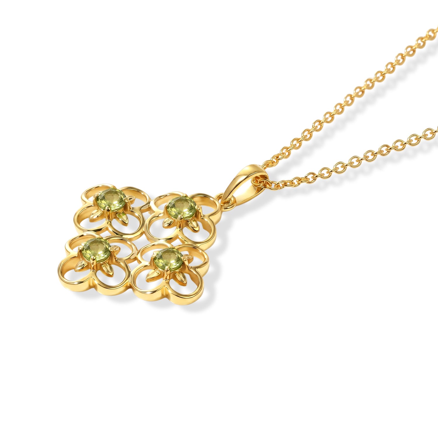 D'Joy - Natural Hebei Peridot Pendant in Yellow Gold Plated Sterling Silver with Chain (Size 20) 4498368 3
