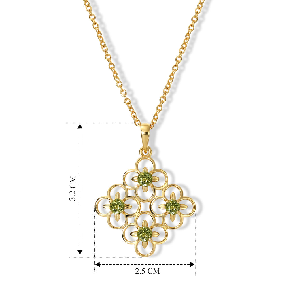 D'Joy - Peridot Pendant in Yellow Gold Plated Sterling Silver with Chain (Size 20)_4498368_4