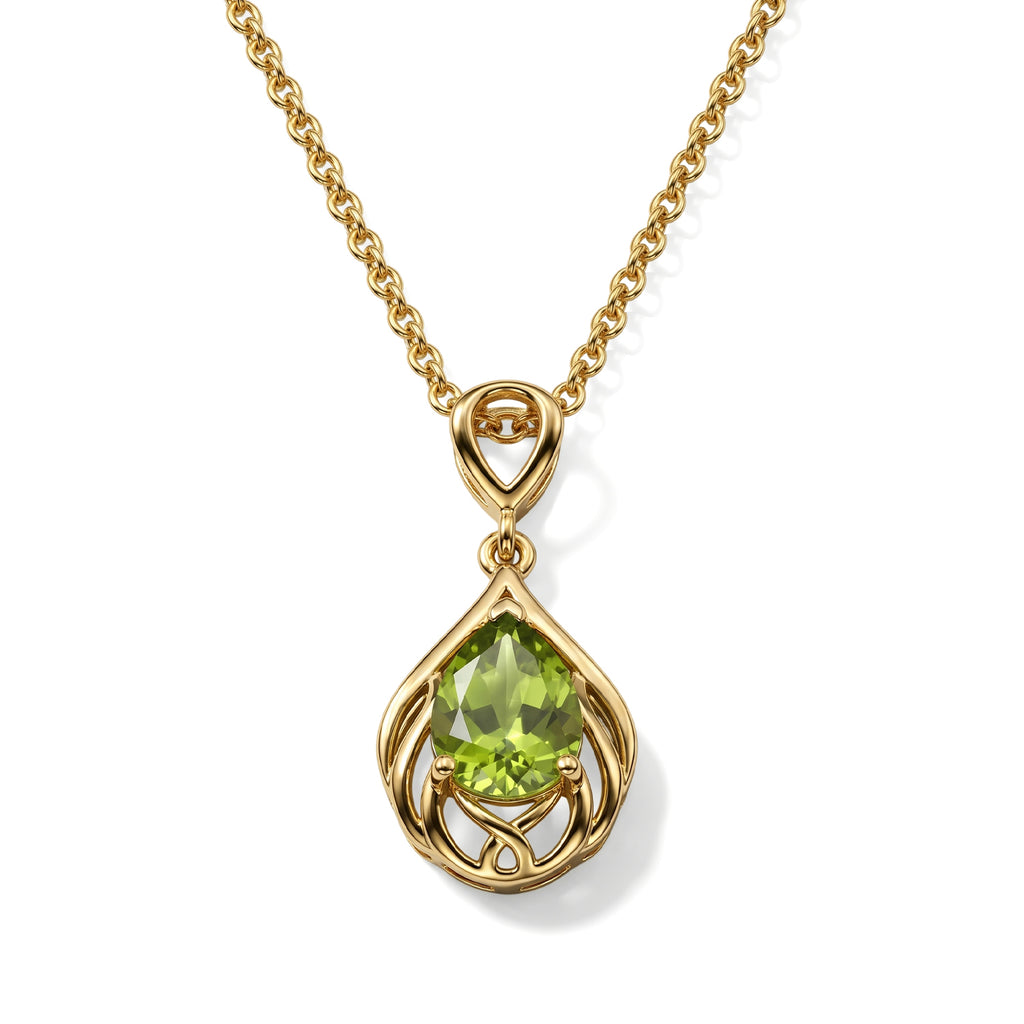 D'Joy - Natural Hebei Peridot Solitaire Pendant in Yellow Gold Plated Sterling Silver with Chain (Size 20) 1.20 Ct._4498379