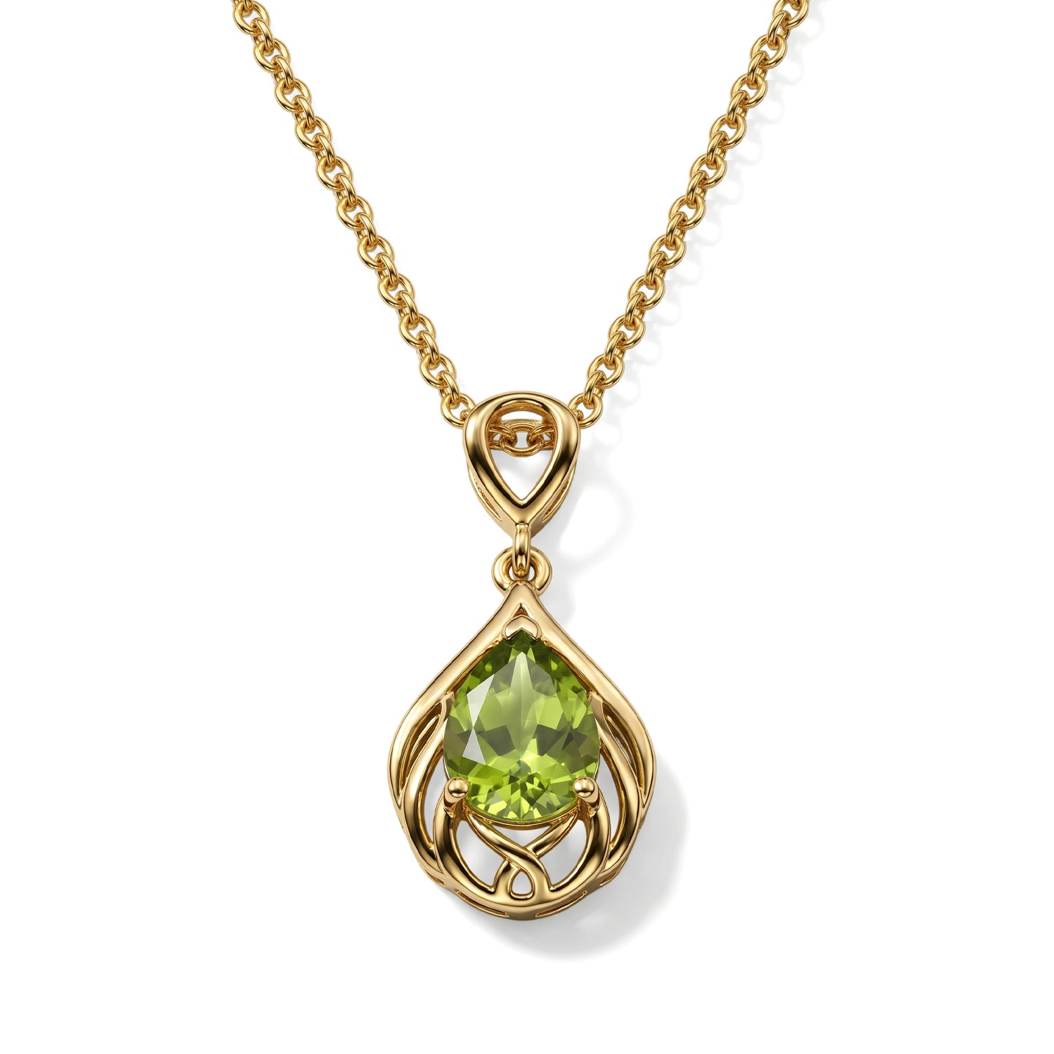 D'Joy - Natural Hebei Peridot Solitaire Pendant in Yellow Gold Plated Sterling Silver with Chain (Size 20) 1.20 Ct. V32513786 0