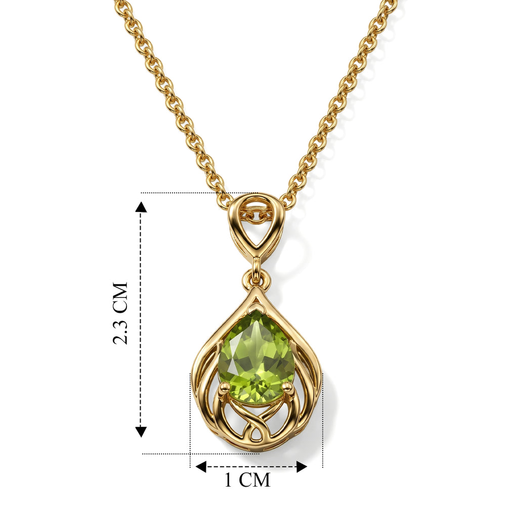 D'Joy - Natural Hebei Peridot Solitaire Pendant in Yellow Gold Plated Sterling Silver with Chain (Size 20) 1.20 Ct._4498379_4
