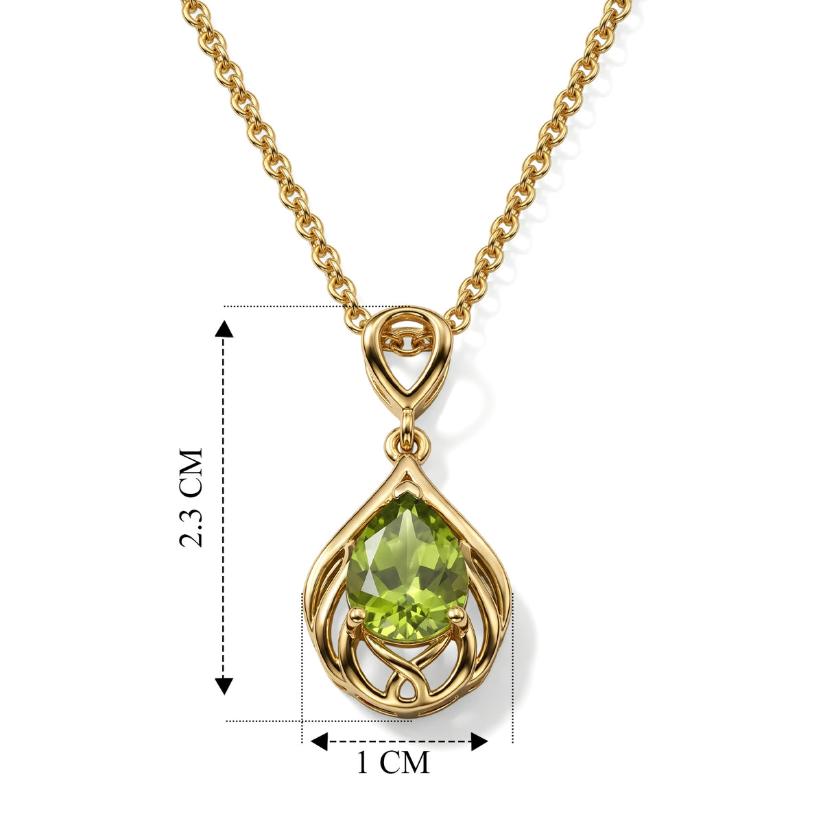D'Joy - Natural Hebei Peridot Solitaire Pendant in Yellow Gold Plated Sterling Silver with Chain (Size 20) 1.20 Ct. V32513786 3