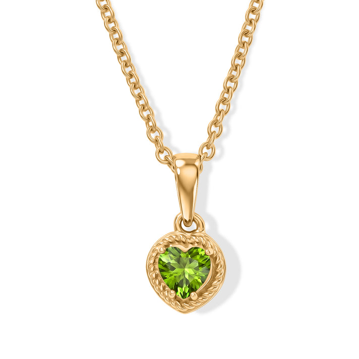 D'Joy - Natural Hebei Peridot Heart Pendant in Yellow Gold Plated Sterling Silver with Chain (Size 20) 4498388 1