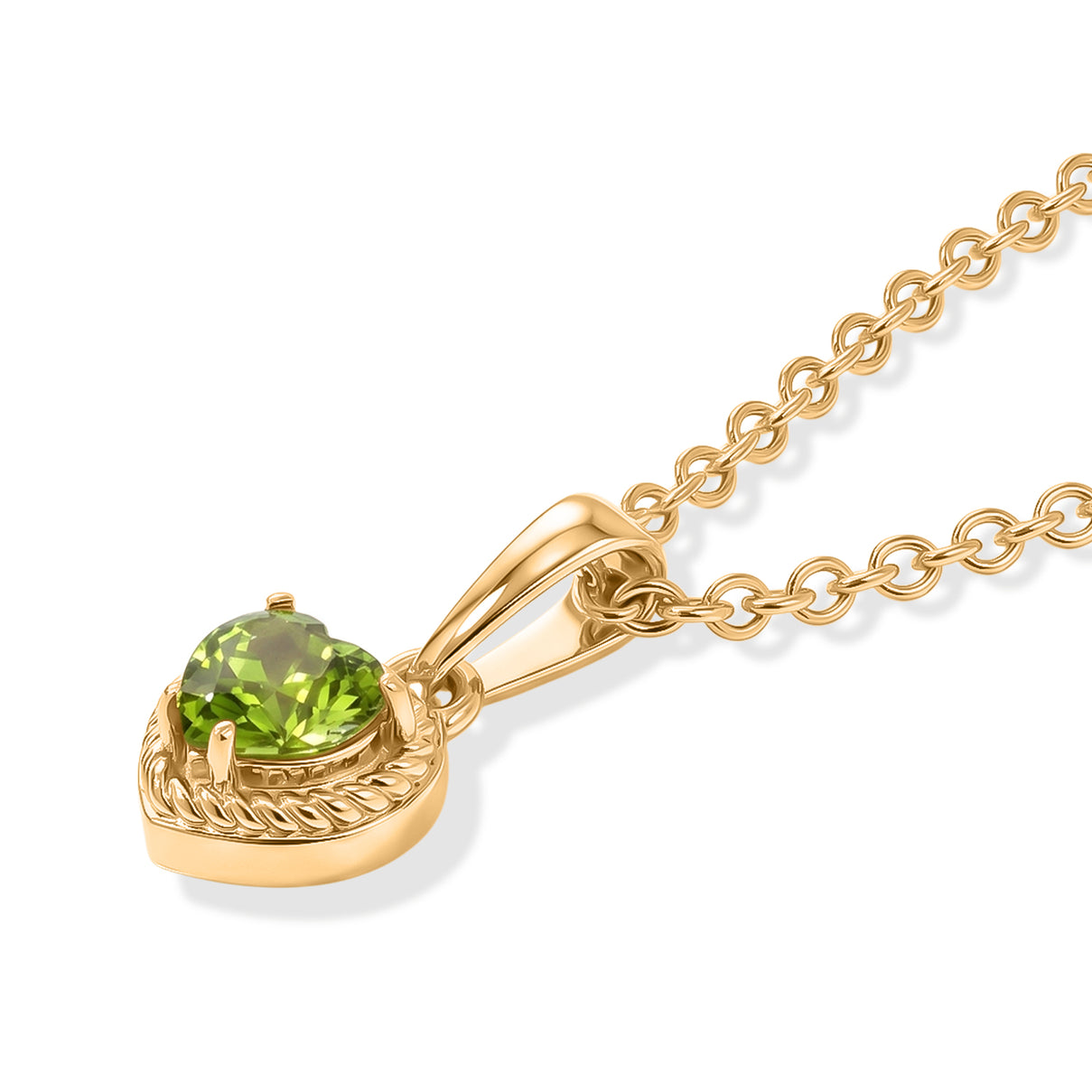 D'Joy - Natural Hebei Peridot Heart Pendant in Yellow Gold Plated Sterling Silver with Chain (Size 20) 4498388 1