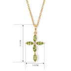 D'Joy - Natural Hebei Peridot & White Zircon Cross Pendant in Yellow Gold Plated Sterling Silver with Chain (Size 20) 1.26 Ct._4498391_4