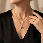 D'Joy - Natural Hebei Peridot & White Zircon Pendant in Yellow Gold Plated Sterling Silver with Chain (Size 20) 1.30 Ct._4498393_2