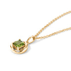 D'Joy - Natural Hebei Peridot & White Zircon Pendant in Yellow Gold Plated Sterling Silver with Chain (Size 20) 1.30 Ct._4498393_3