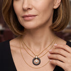 D'Joy - Moissanite & Dyed Black Jade Circular Pendant with Chain (Size 18) with Lobster Clasp in Yellow Gold Plated Sterling Silver 14.26 Ct._4498476_2
