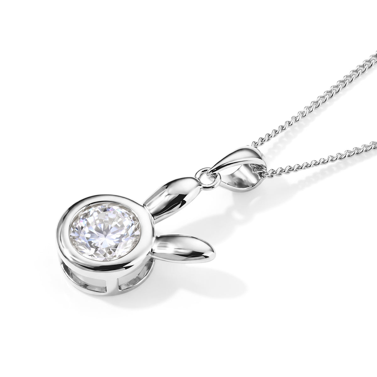 D'Joy - Moissanite Solitaire Pendant with Chain (Size 18) in Rhodium Overlay Sterling Silver 1.65 Ct. V32730442 4