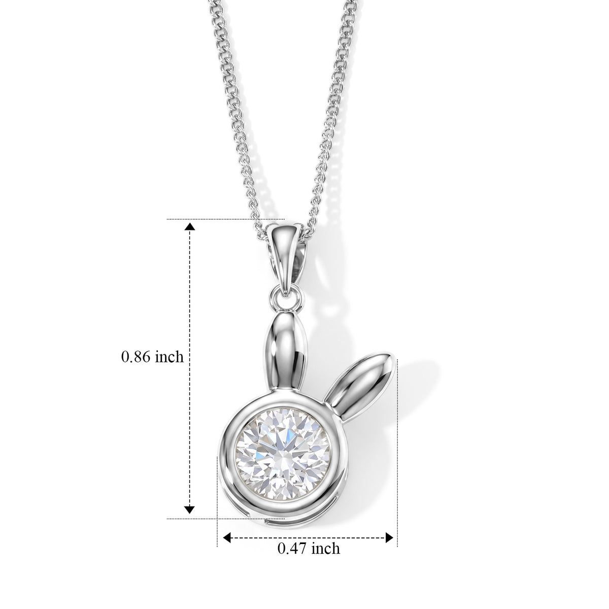 D'Joy - Moissanite Solitaire Pendant with Chain (Size 18) in Rhodium Overlay Sterling Silver 1.65 Ct. V32730442 5