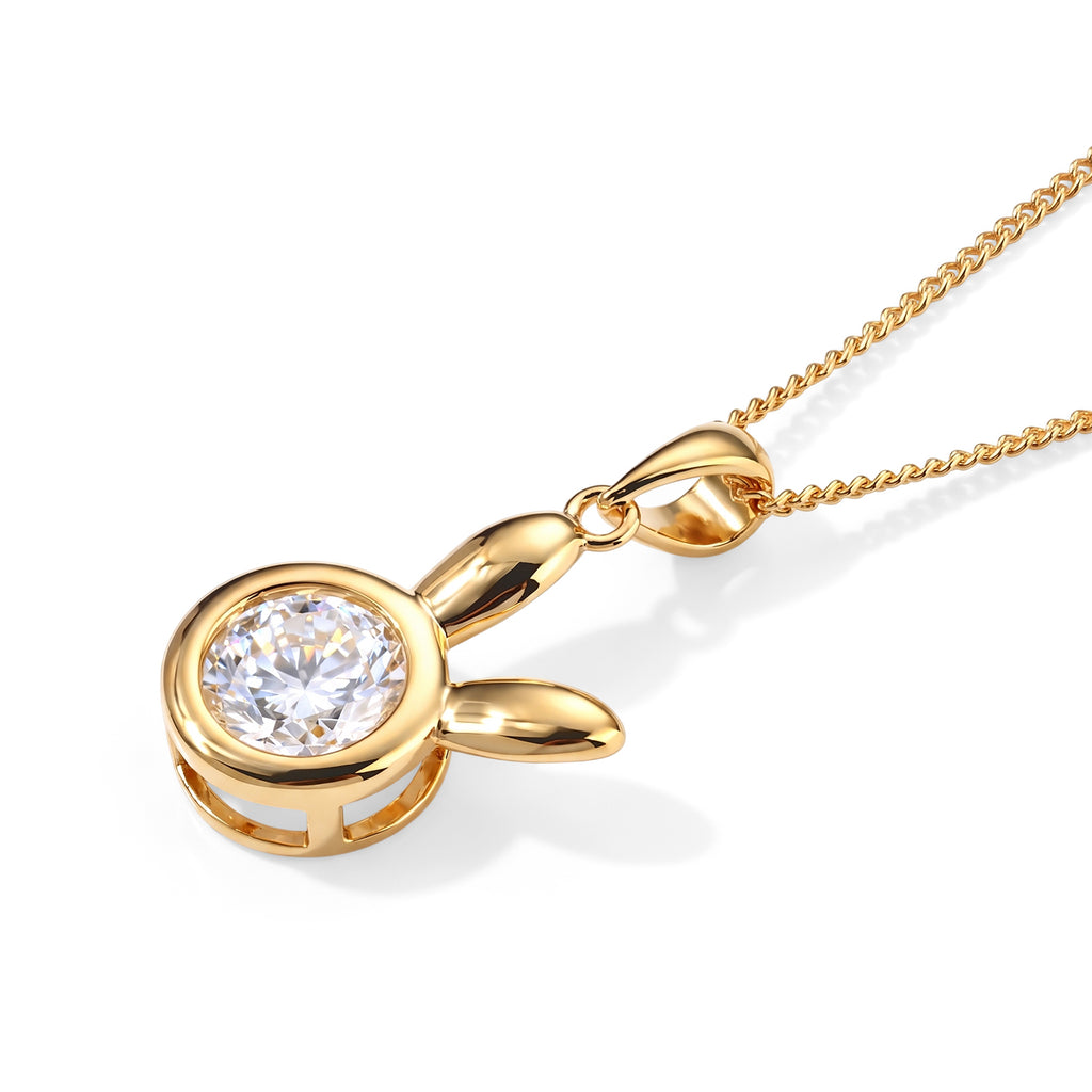 D'Joy - Moissanite Solitaire Pendant with Chain (Size 18) in Yellow Gold Plated Sterling Silver 1.65 Ct._4498697_3