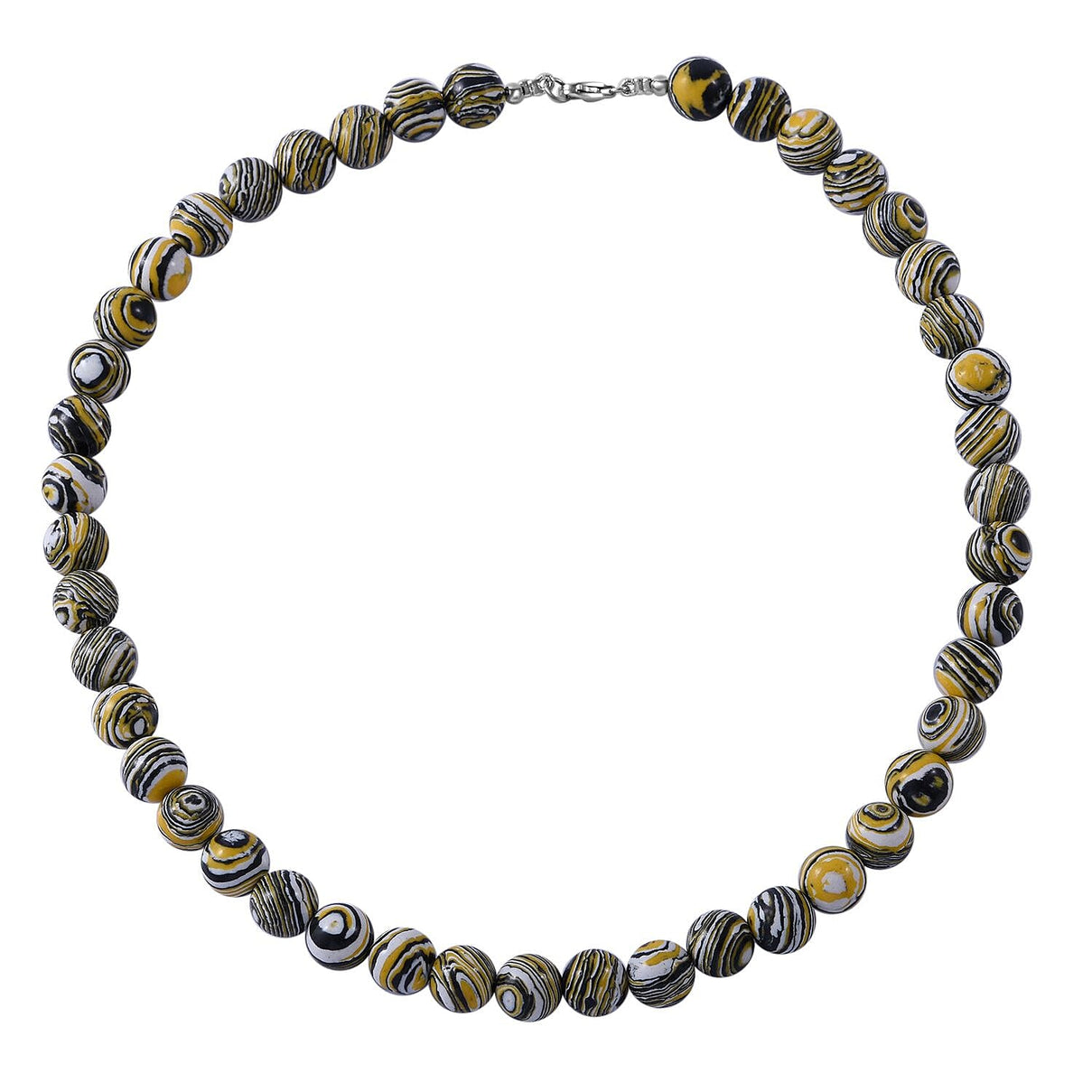 450 Ct. Black and Yellow Malachite Beads Necklace Size 18 in Sterling Silver 6275468 0
