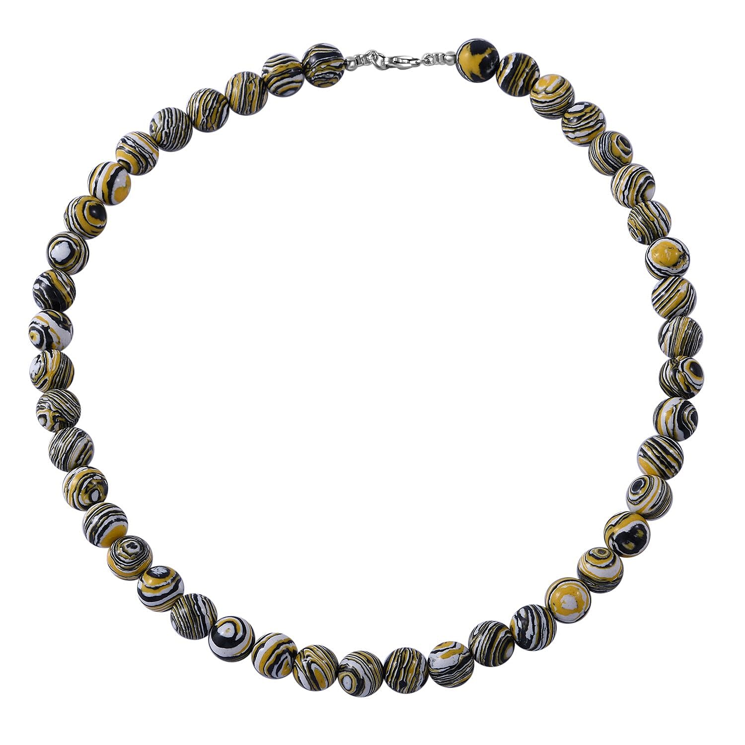 450 Ct. Black and Yellow Malachite Beads Necklace Size 18 in Sterling Silver 6275468 0