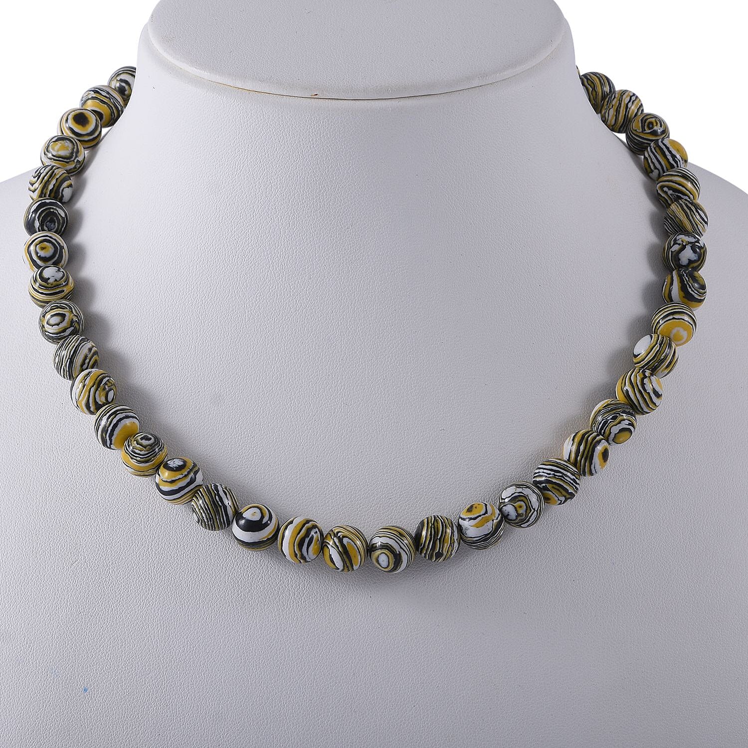 450 Ct. Black and Yellow Malachite Beads Necklace Size 18 in Sterling Silver 6275468 4