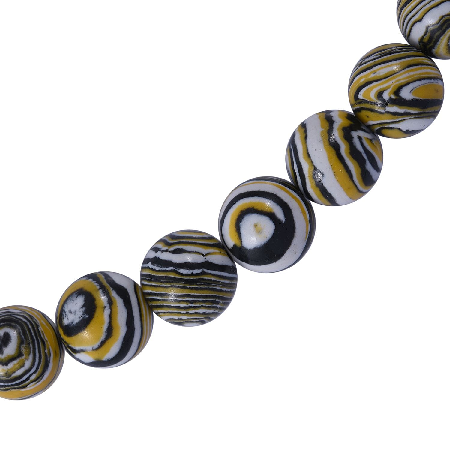 450 Ct. Black and Yellow Malachite Beads Necklace Size 18 in Sterling Silver 6275468 6