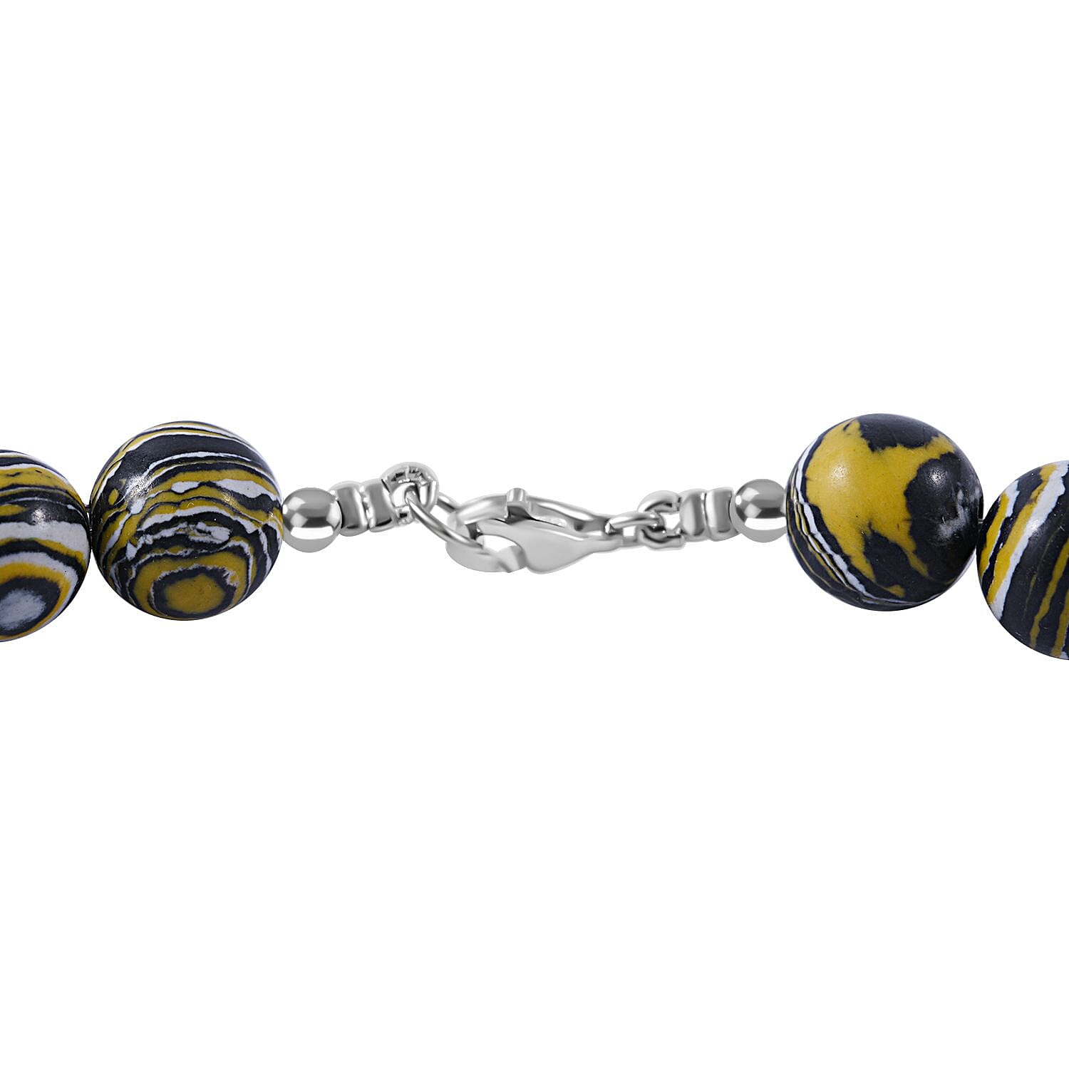 450 Ct. Black and Yellow Malachite Beads Necklace Size 18 in Sterling Silver 6275468 8