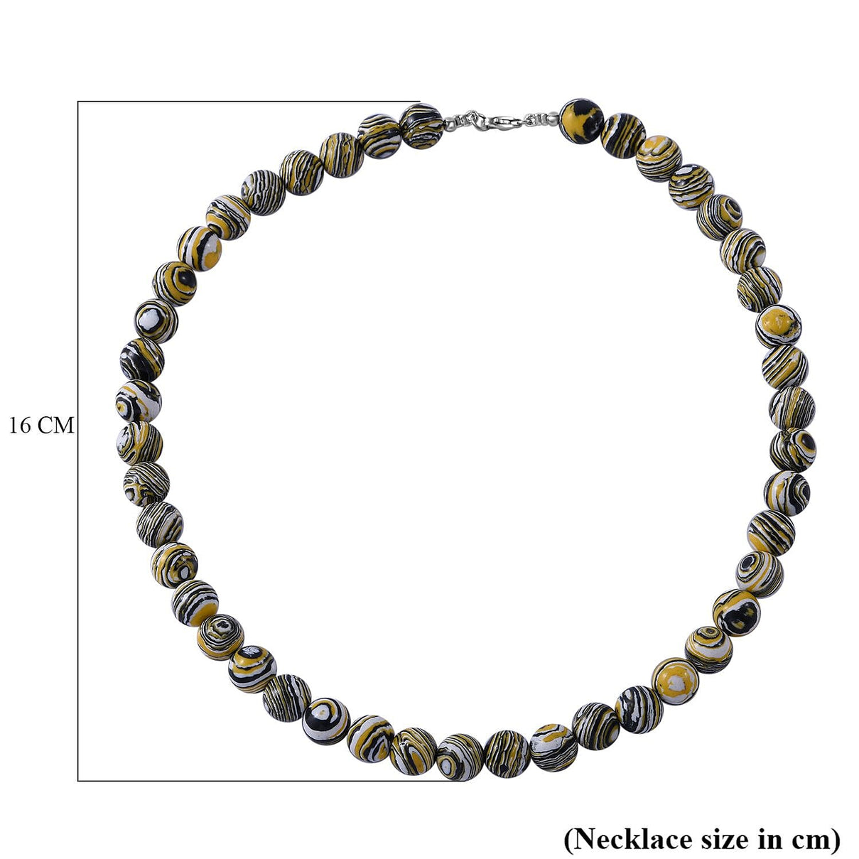 450 Ct. Black and Yellow Malachite Beads Necklace Size 18 in Sterling Silver 6275468 10