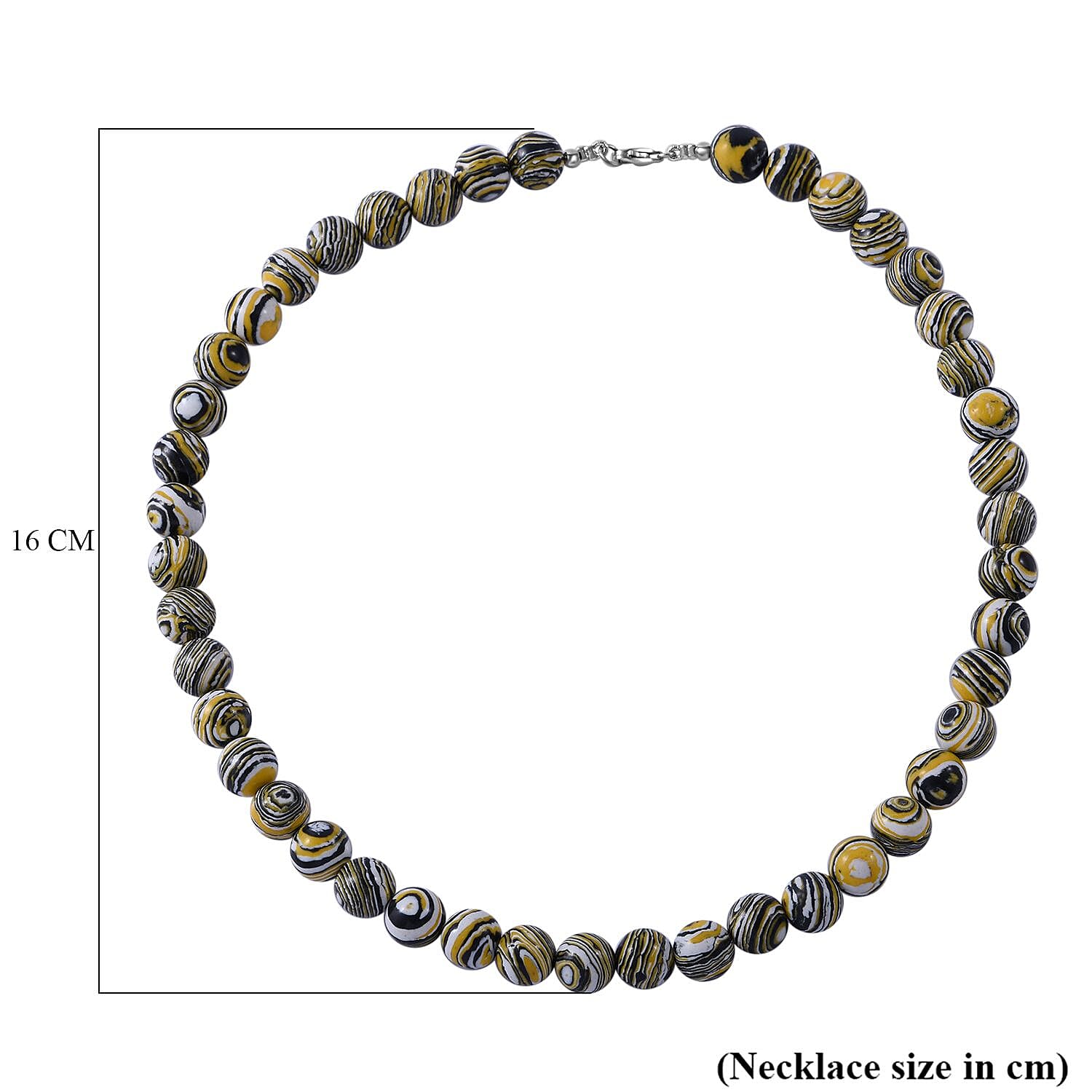 450 Ct. Black and Yellow Malachite Beads Necklace Size 18 in Sterling Silver 6275468 10