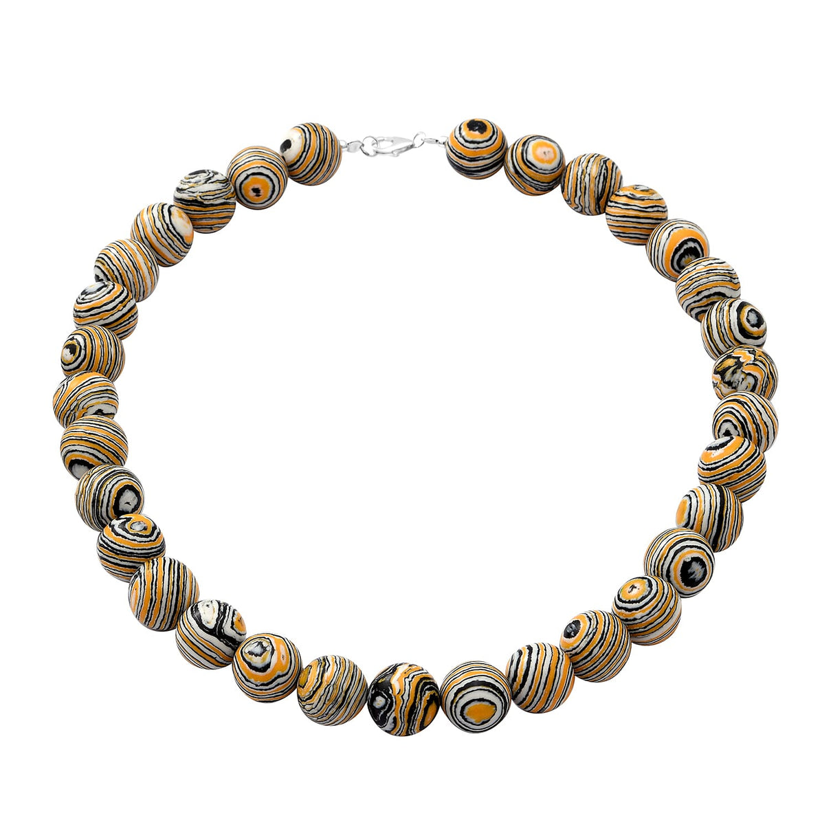 450 Ct. Black and Yellow Malachite Beads Necklace Size 18 in Sterling Silver 6275468 1