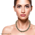 Black and Yellow Malachite Beads Necklace (Size - 18) in Sterling Silver 450.00 Ct.