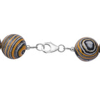 Black and Yellow Malachite Beads Necklace (Size - 18) in Sterling Silver 450.00 Ct.