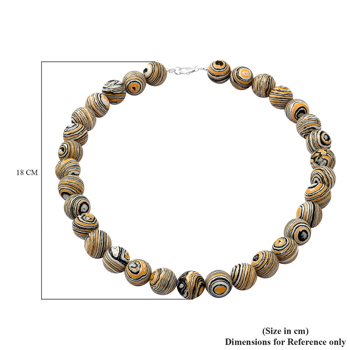 450 Ct. Black and Yellow Malachite Beads Necklace Size 18 in Sterling Silver 6275468 9