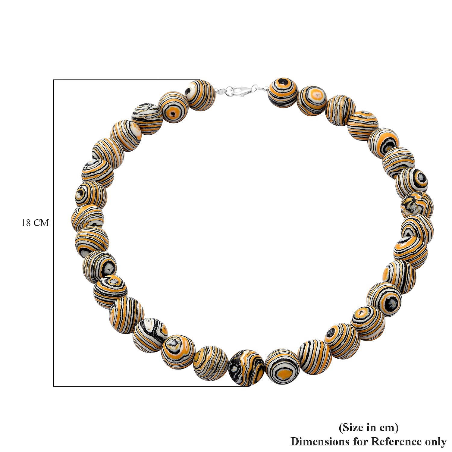 450 Ct. Black and Yellow Malachite Beads Necklace Size 18 in Sterling Silver 6275468 9