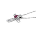 D'Joy - African Ruby & Moissanite Pendant with Chain (Size 20) in Rhodium Overlay Sterling Silver_4500298_3