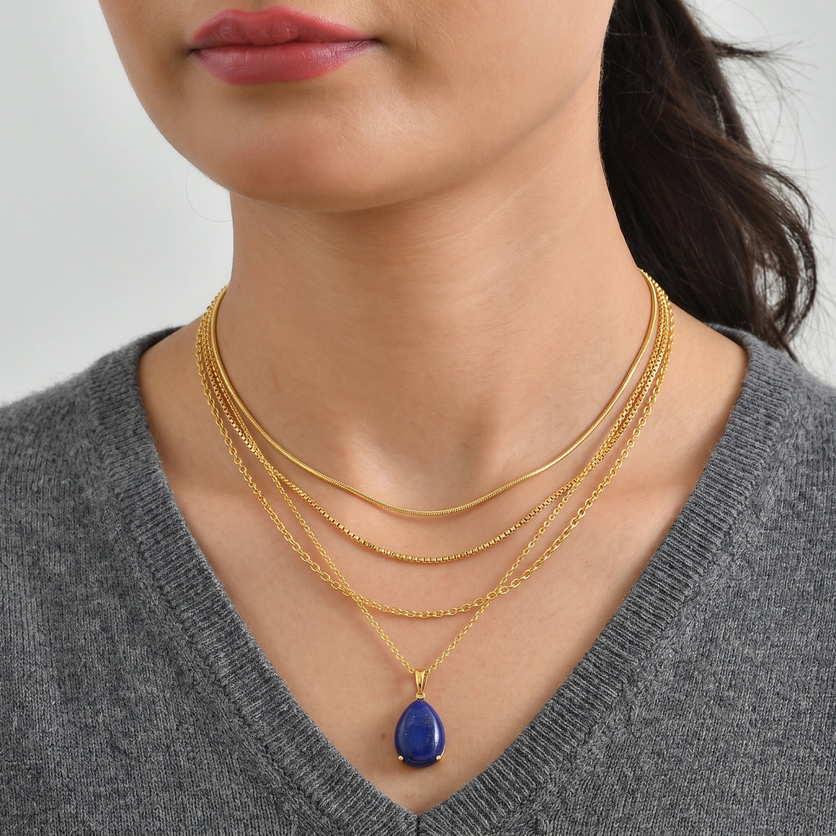 EverTrue - Lapis Lazuli Pendant in Yellow Gold Plated Sterling Silver with Chain (Size 20) 10.80 Ct. V32515218 3