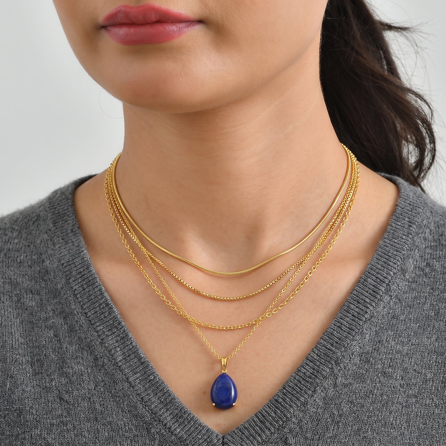 EverTrue - Lapis Lazuli Pendant in Yellow Gold Plated Sterling Silver with Chain (Size 20) 10.80 Ct. V32515218 3