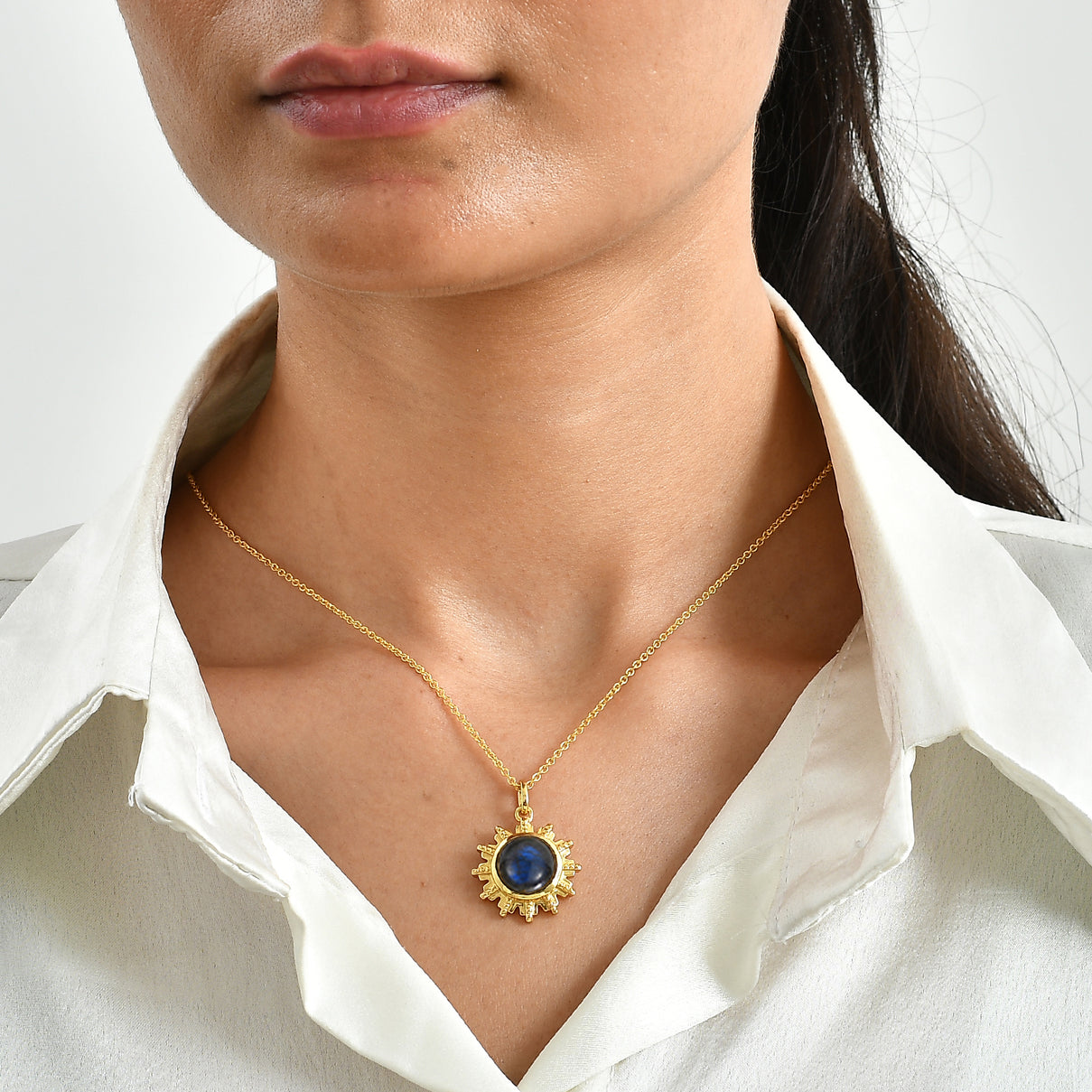 EverTrue - Labradorite Solitaire Pendant with Chain (Size 20) in Yellow Gold Tone 7.00 Ct. V32513503 2