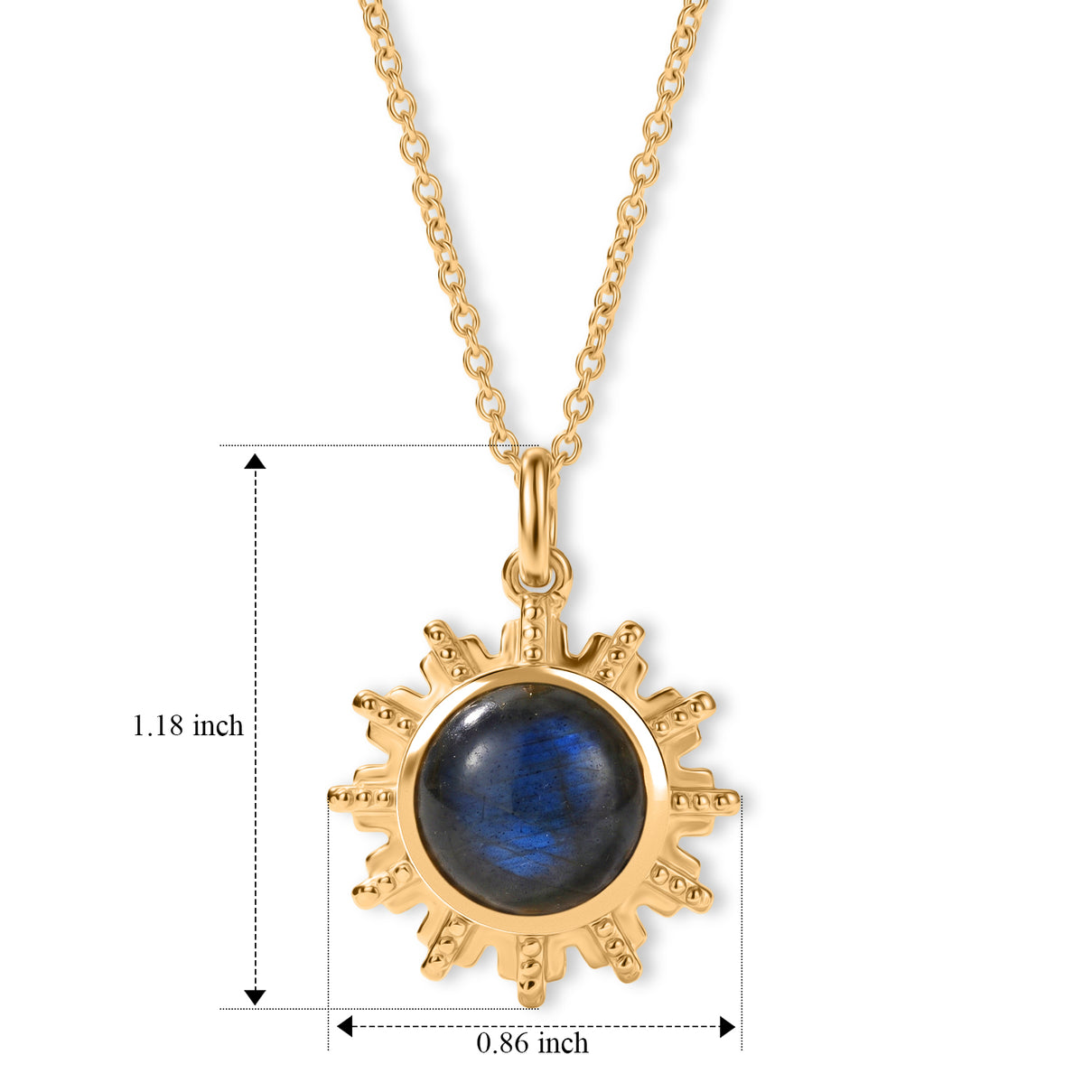 EverTrue - Labradorite Solitaire Pendant with Chain (Size 20) in Yellow Gold Tone 7.00 Ct. V32513503 5