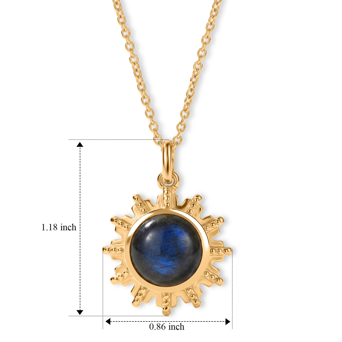 EverTrue - Labradorite Solitaire Pendant with Chain (Size 20) in Yellow Gold Tone 7.00 Ct. V32513503 5