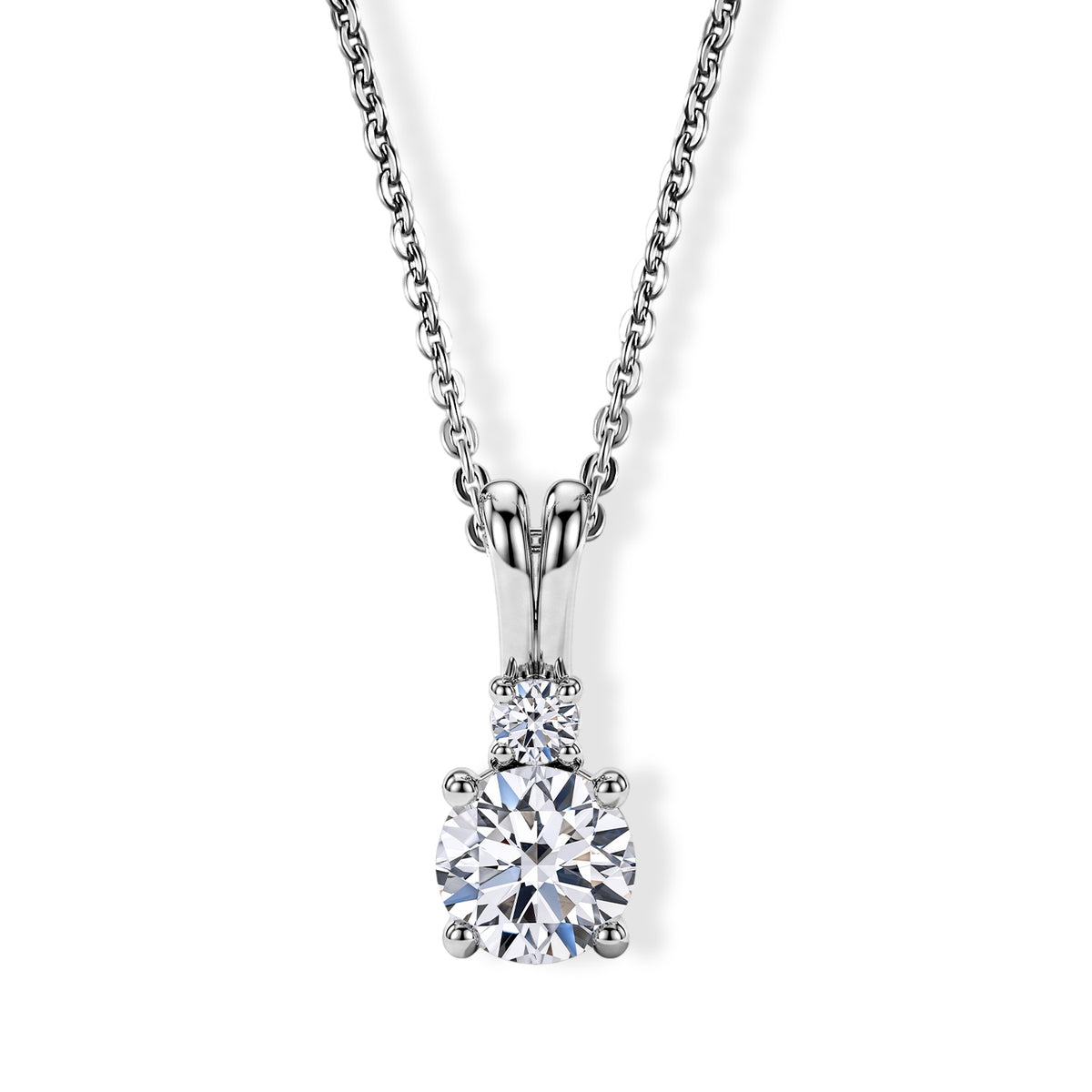 Luxuriant - SGL Certified Lab Grown Diamond (SI-G-H) Two Stone Pendant with Chain (Size 20) in Rhodium Overlay Sterling Silver 1.15 Ct. 4501786 0